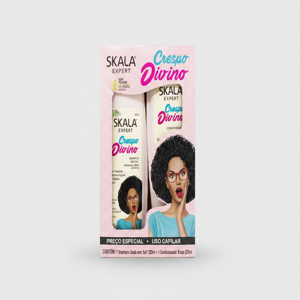 Skala Crespo Divino Shampoo Acondicionador Vegano Rulos Kit