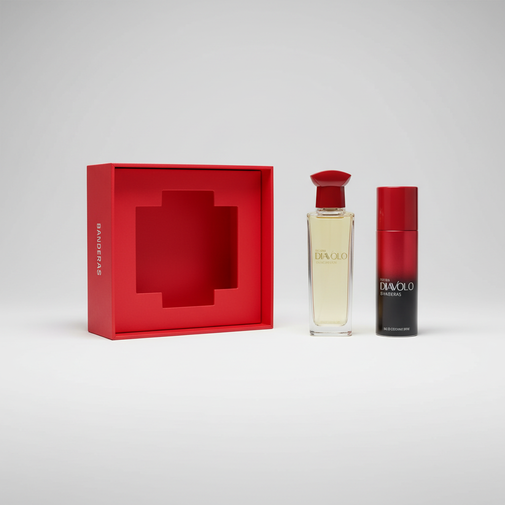 Set Perfume Antonio Banderas Hombre Diavolo For Men Eau de Toilette 100 ml + 24h Desodorante Spray For Men 150 ml