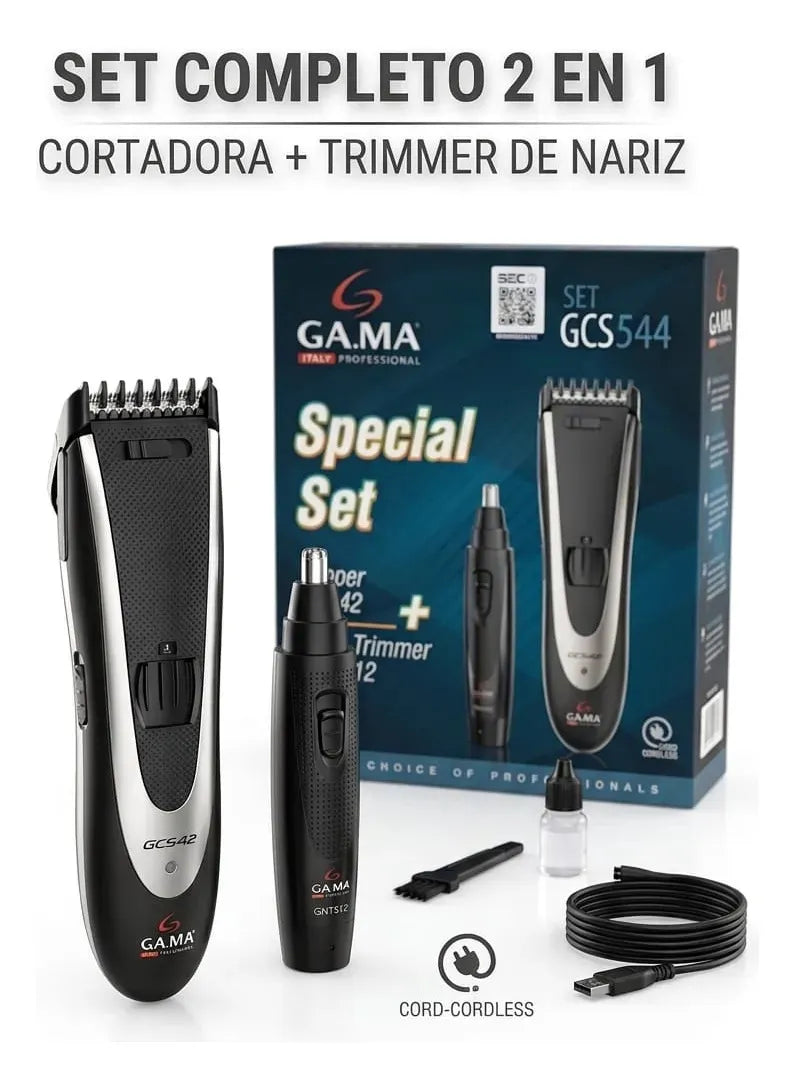 Gama Special Set Clipper + Nose Trimmer Color Negro